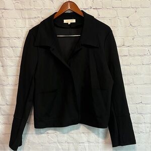 Anthropologie Solitaire Black Two Button Relaxed Blazer Size XL Pockets
